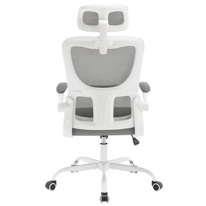 WOLTU Drehbarer Bürostuhl, ergonomischer Netz-Schreibtisch, Computerstuhl, höhenverstellbar, Schaukelfunktion, umkehrbare Armlehnen, Kopfstütze