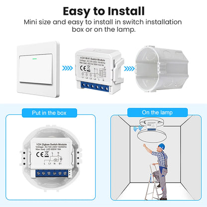 AVATTO Tuya WiFi Zigbee Smart Lichtschaltermodul, Neutralleiter/Keine Neutralleitersteuerung DIY Breaker Arbeit für Alexa, Google Home.