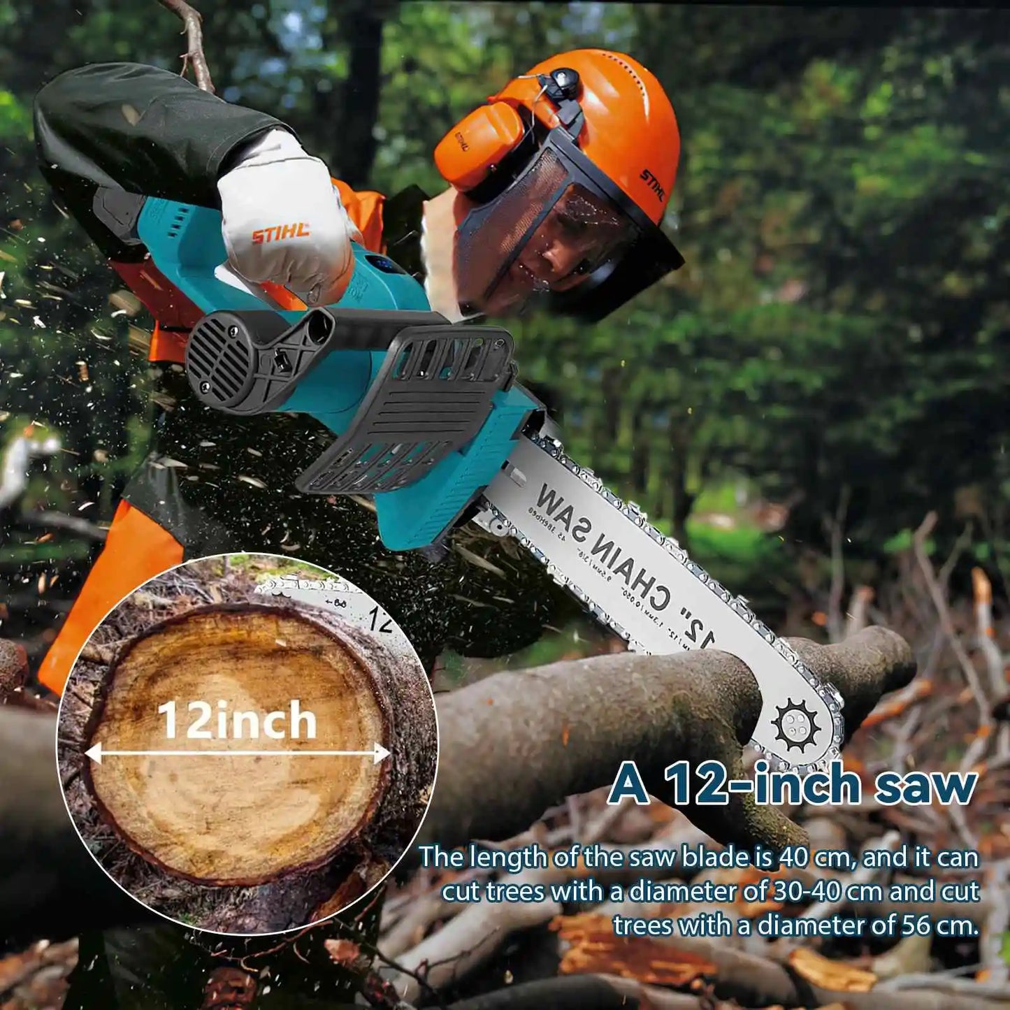 12 zoll Bürstenlosen Elektrische Kettensäge Mit Öler Cordless Elektrische Säge Garten Holzbearbeitung Schneiden Werkzeug Für Makita 18V Batterie pin