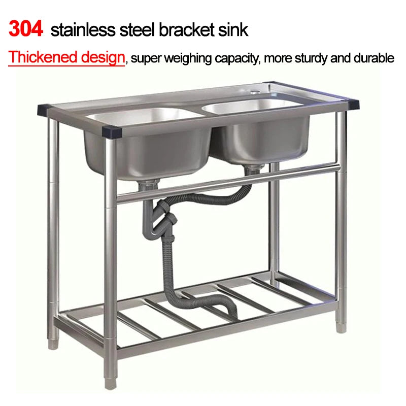 Wash Basin 304 Stainless Steel Sink with Bracket Single/double Sink Wash Basin For Kitchen, Garage, Laundry and Basement