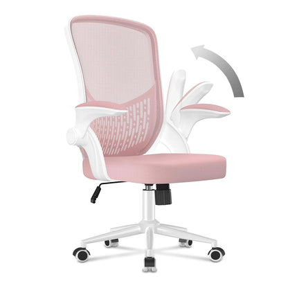 Ergonomic Office Chair Desk Chair with 90° Folding Armrests Lumbar Support Breathable Mesh Padding for Home Office
