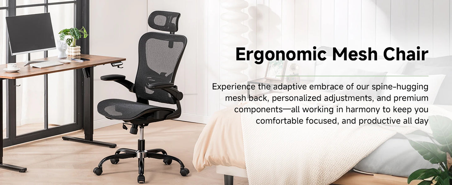 GTPLAYER Bürostuhl Ergonomisch, Schreibtischstuhl mit Verstellbarer Kopfstütze,Gaming Stuhl Wippfunktion, Chefsessel aus Mesh