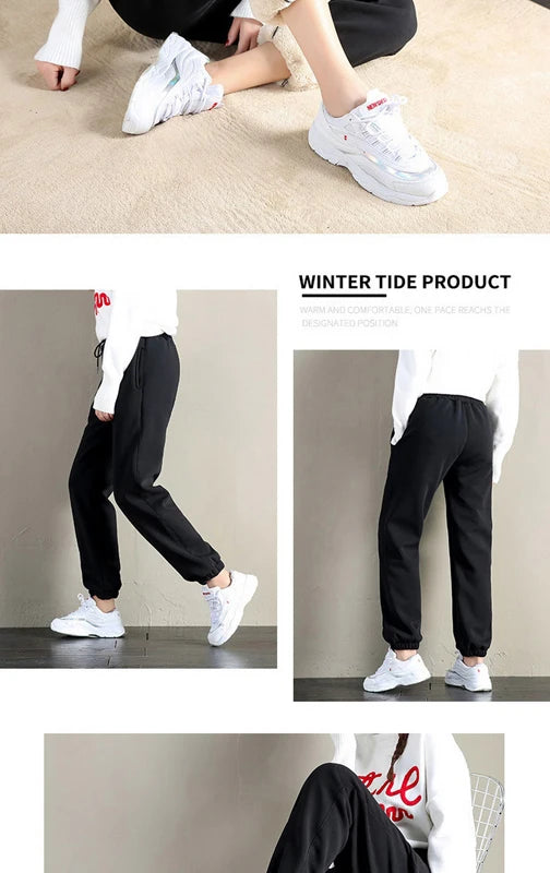 Winter Frauen Harems hose Kordel zug Fleece lange verdicken y2k Jogging hose Jogger hose Sport lässig einfarbig warme Hose.