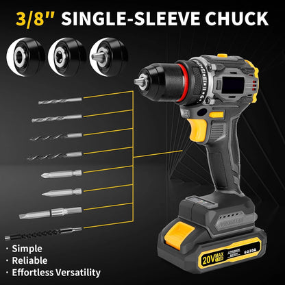 135-teilige Elektrowerkzeug-Kombi-Sets mit 20 V Akku-Bohrschrauber, 10 mm, 3/8 Zoll Schnellspannbohrfutter, professionelle Heim- und Haushalts-DIY-Handwerkzeug-Sets ﻿