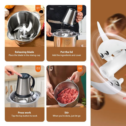 Electric Meat Grinders 5L Food Crusher Stainless Steel Multifunctional Vegetable Slicer Processor Chopper Kitchen Blenders.
