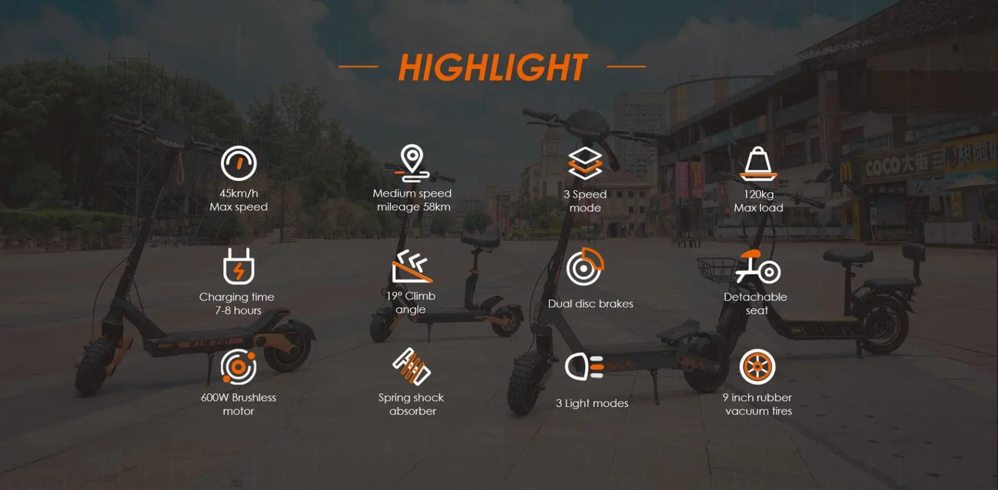 New urban/off-road electric scooter Kukirin G2 PRO 1000W 48 v15.6ah 45HP/H foldable electric scooter with seat.