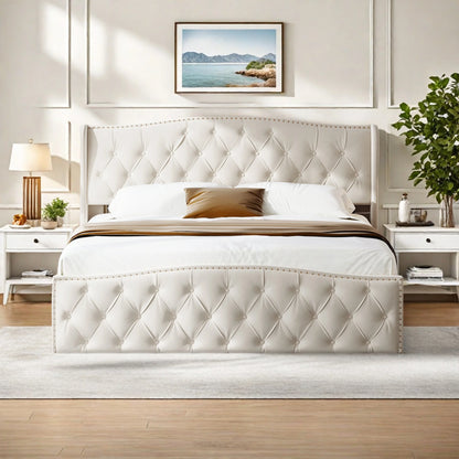 Rosahqnda Gepolstertes Doppelbett 140-160*200cm mit hydraulischem Stauraumbett Gästebett Jugendzimmer Apartmentbett Flanell