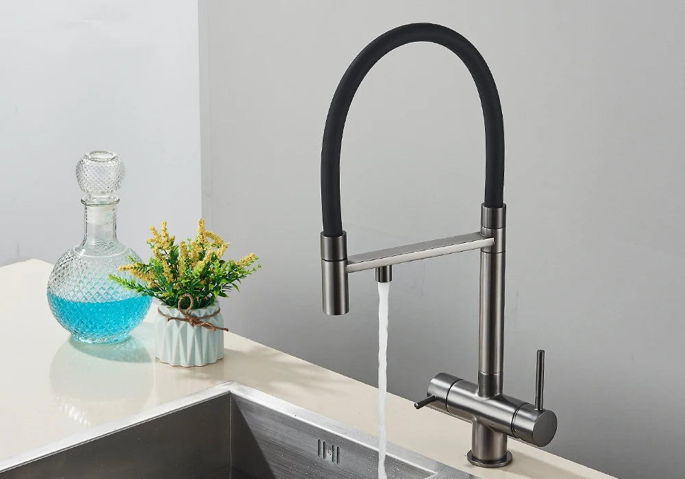 Black Grey Filtered Kitchen Faucet Water Filter Kitchen Faucets Filter Faucet Mixer Water Purification Water Drinking Water Taps