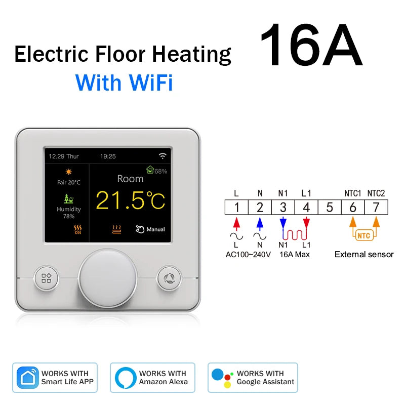 Tuya Wifi Heating Thermostat Smart Thermostat Gas Boiler  Floor Heating Termostato Digital Temperature Controller Smart Life Ale