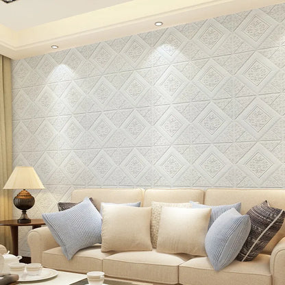 10Pcs 70*70cm Ceiling Wallpaper 3D Brick Waterproof Wall Stickers Foam Wall Paper Self-Adhesive Home Decor
