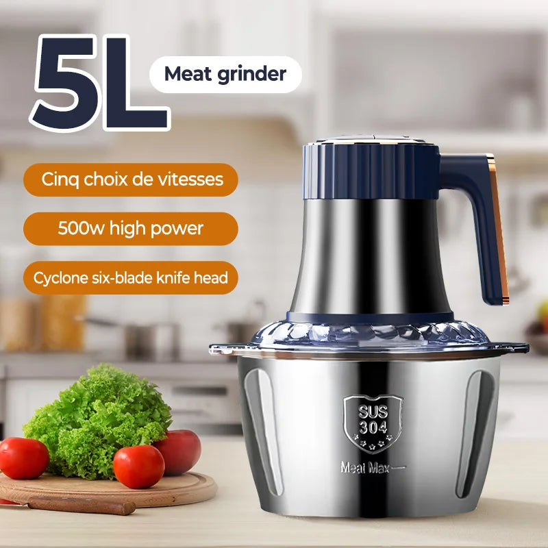 2Speeds 304Stainless Steel Electric Chopper Meat Grinder Mincer Food Processor Slicer Vegetable Food Chopper Meat Slicer Machine.