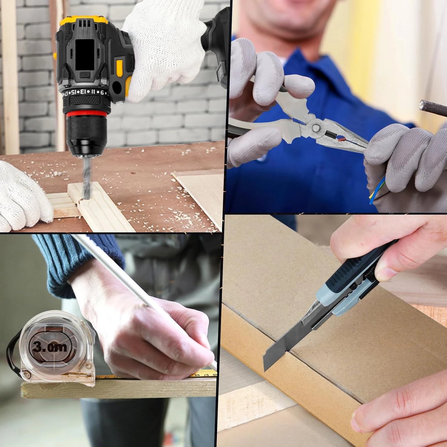 135-teilige Elektrowerkzeug-Kombi-Sets mit 20 V Akku-Bohrschrauber, 10 mm, 3/8 Zoll Schnellspannbohrfutter, professionelle Heim- und Haushalts-DIY-Handwerkzeug-Sets ﻿