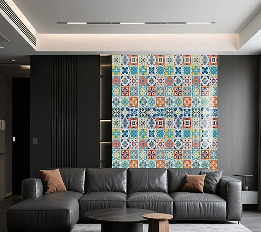 Imitation tile self-adhesive PVC marble waterproof wall sticker for living room kitchen bedroom decoration sticker