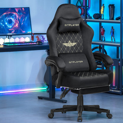 GTPLAYER Gaming Stuhl Stoff Gaming Chair Ergonomisch Bürostuh PC Stuhl, Verstellbarer und Drehbarer Schreibtischstuh