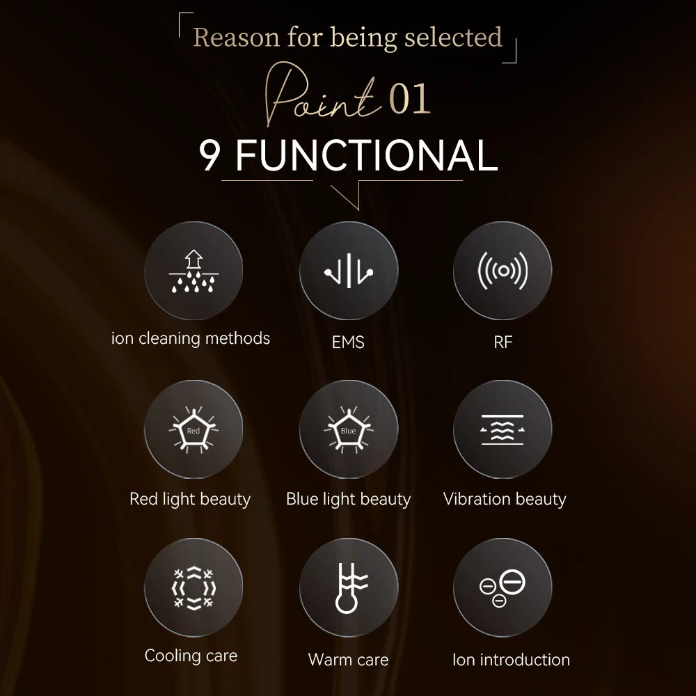 ANLAN Multifunction Skincare Device Pro 18K Gold Face Radio Frequency With Hot Cold EMS Facial Lifting Beauty Skin Care Massager.