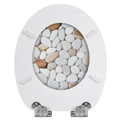 O-förmiger Toilettensitz, verstellbare Scharniere, Toilettendeckel mit Motiv, Soft-Close-Mechanismus für Badezimmer