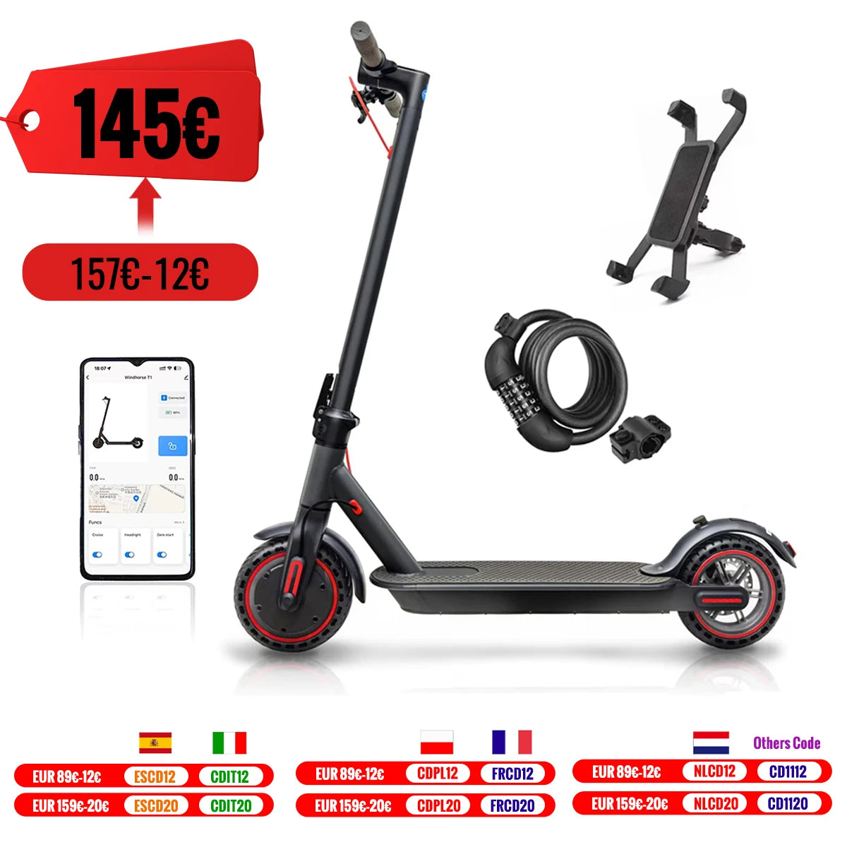 350W Folding Electric Scooter Aluminum Alloy  8.5" Tire 36V 10.4AH Lithium Battery With App Kick Scooter For Adults Escooter.