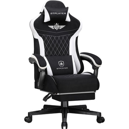 GTPLAYER Gaming Stuhl, Ergonomischer Gamer Stuhl aus Kunstleder-Stoff mit Lendenwirbelstütze, PC-Stuhl mit verbreiterter Rückenl