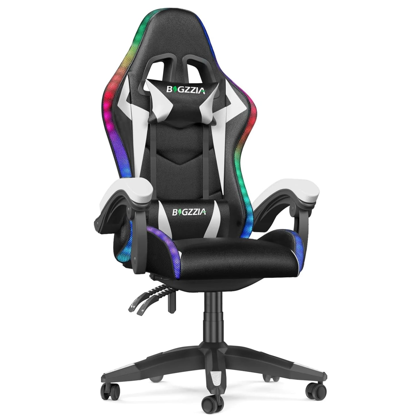 bigzzia Gaming Chair with LED RGB Gaming Chairs Ergonomic PC Chair with Headrest Gaming Chair RGB Light Lighting Computer Chair
