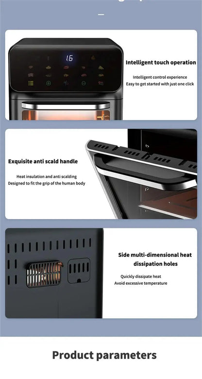 1350W 10L Large Capacity Electric Air Fryers Oilfree Automatic Household when living with Convection Oven Deep Fryer without Oil