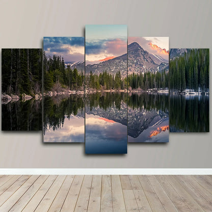 Landscape Canvas Posters Home Decor 5 Pieces Natural Lake Paintings Wall Art Scenery Pictures Modular Living Room Decor Unframed