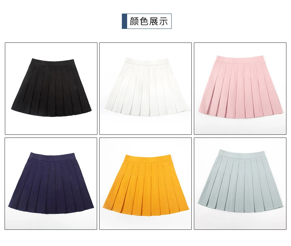 Harajuku Skirt No Panties Pleated Elastic High Waist Cosplay Sexy Goth Kawaii Punk Y2k Clothes Faldas Largas Korean Style.