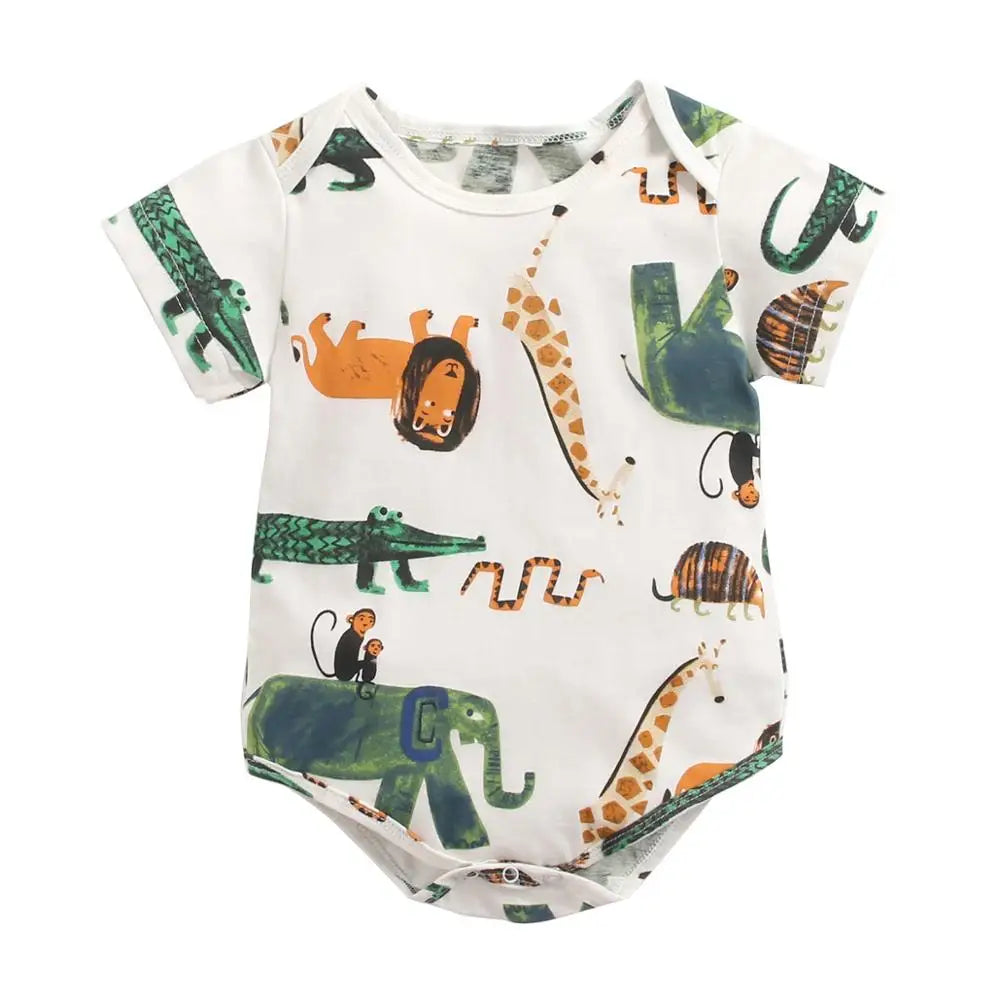 Sanlutoz Kurzarm Baby Jungen Mädchen Sommer Bodys Baumwolle Kleinkinder Kleidung Onesies Niedlichen Cartoon Druck
