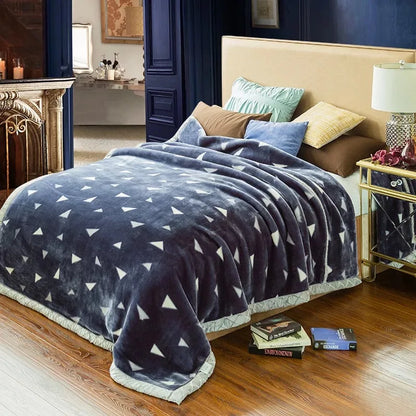 VESCOVO Queen Size Flannel Fleece Throw Blanket Soft Cashmere Blanket King Size Warm Quilt Bedspread 220*240