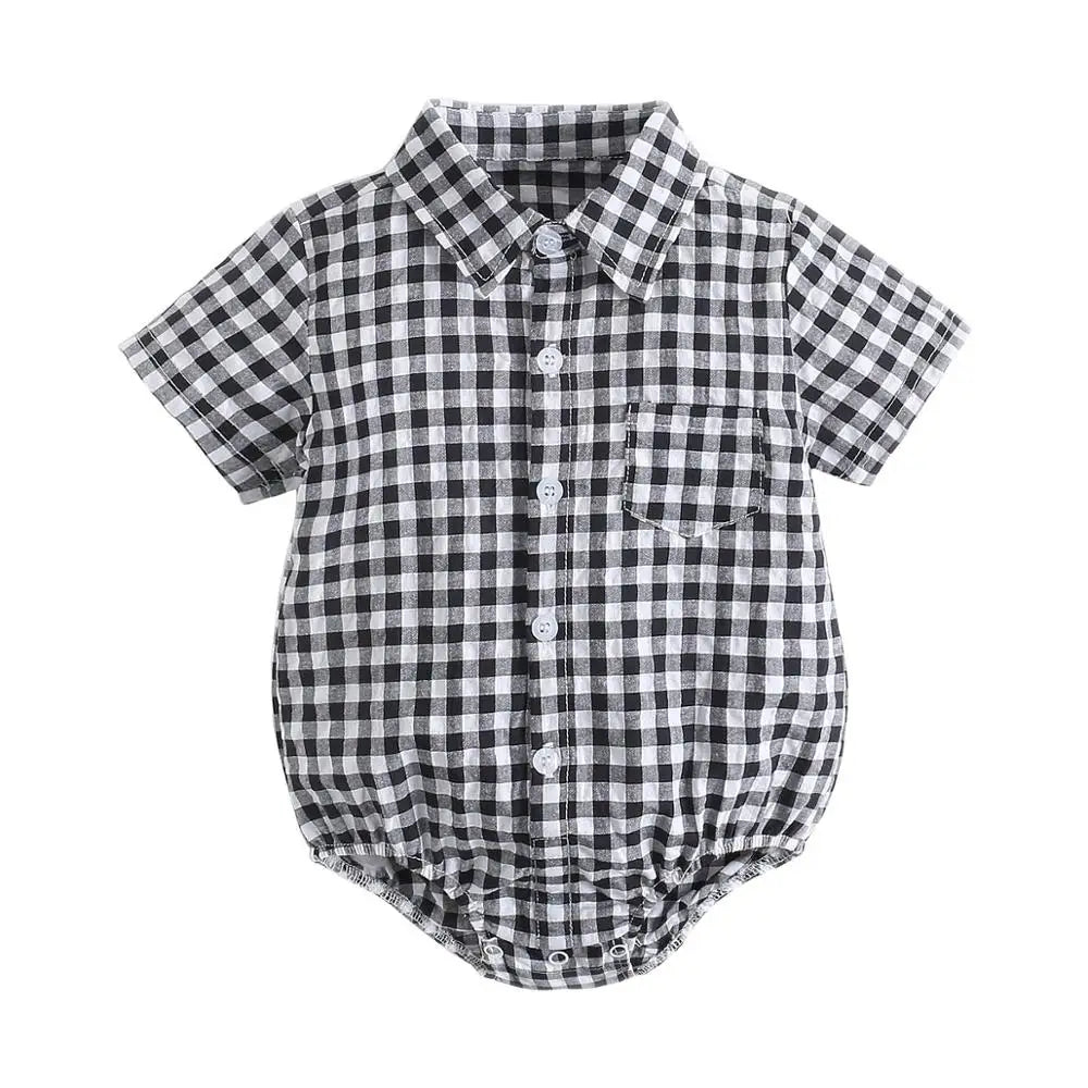 Sanlutoz Baumwolle Baby Jungen Bodys Mode Neugeborenen Kleidung für Baby Jungen Kurzarm Sommer Baby Kleidung Plaid