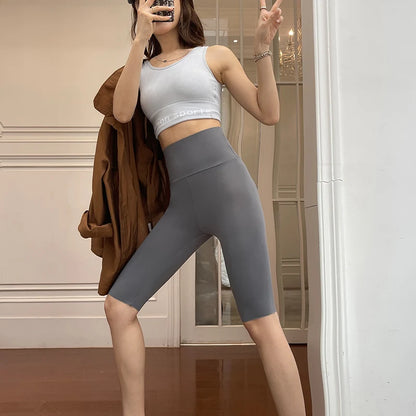 BIVIGAOS Summer Sharkskin Fabric Biker Shorts Women's Thin Black Cycling Shorts Slim Skinny Sport High Waist Fitness Shorts.