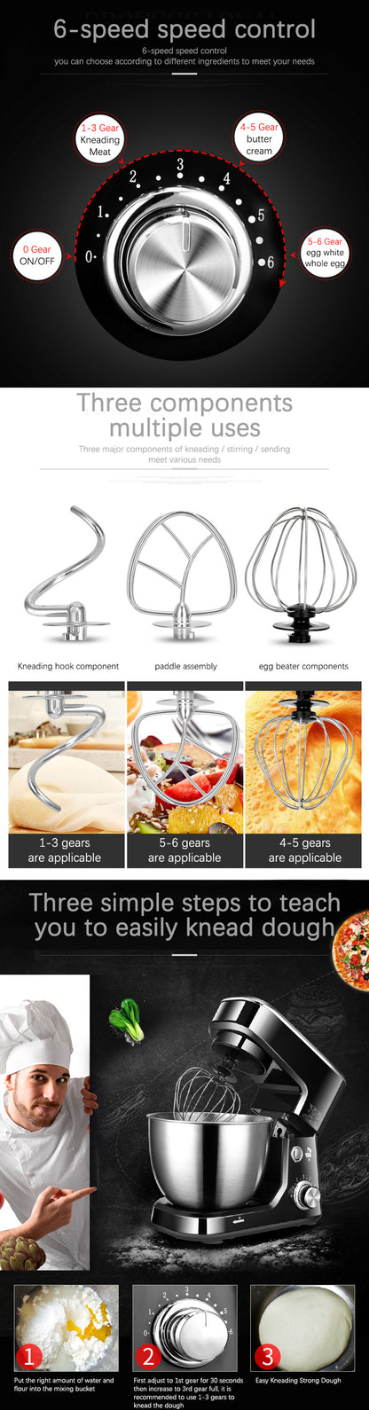 AC220-240V 50-60HZ 600W POWER 4L bowl Powerful home use mini food mixer hand mixer stand mixer Polupar Dough Cream Mixer muliuse.