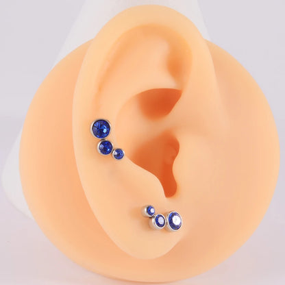 2PCS 361 Surgical Steel Crystal  Ear Tragus Cartilage Earrings 16G Three Zircon Lobe Helix Daith Earring Piercing Body Jewelry
