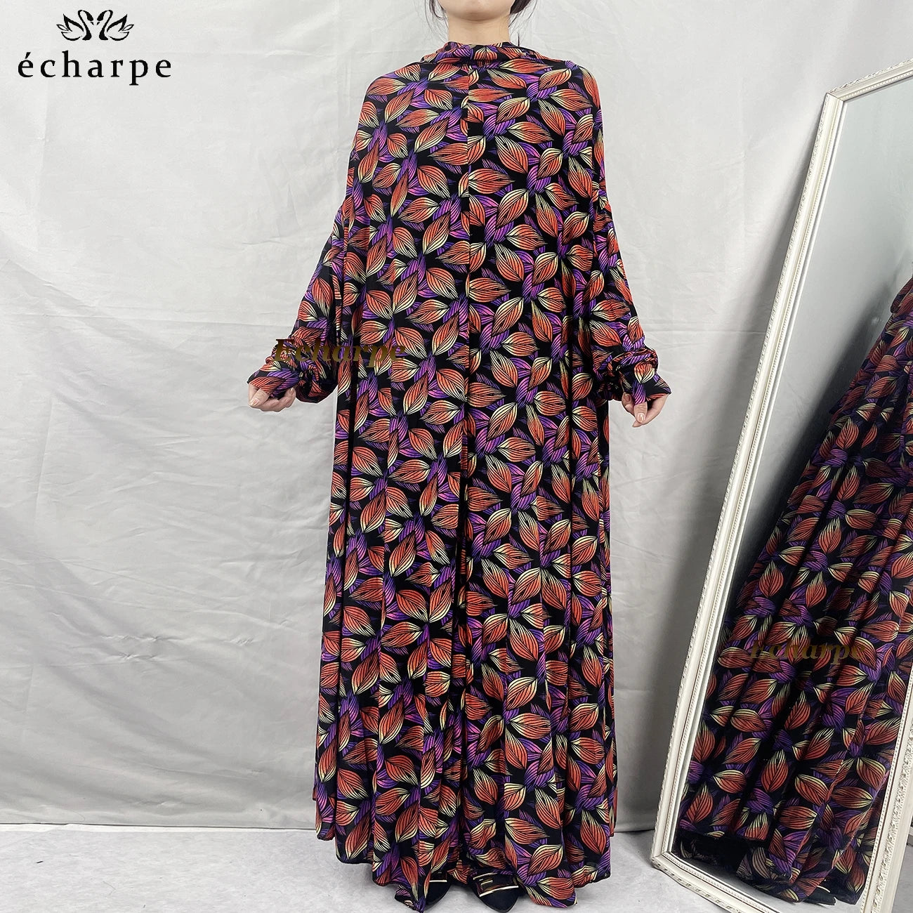 1 Pieces Muslim Hijabs Dress Women's Prayer Garment Dubai Abaya Arab Jibab Islam Flowers Djellaba Femmel Khimar Caftan Clothes