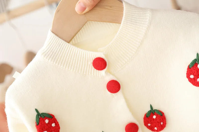 Girls long sleeve knitting suit 2025 Christmas autumn winter new girls sweater cardigan knitting Top + skirt two piece set.