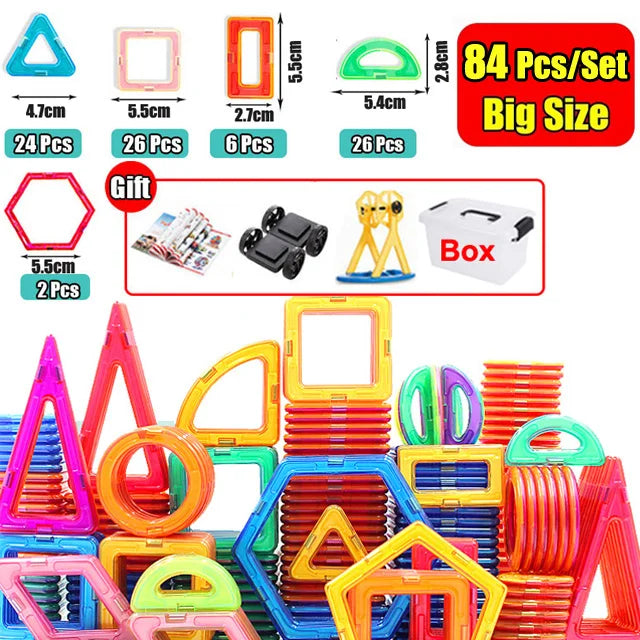 30-168PCS Medium Size Magnetic Building Blocks Magnet Designer Construction Set Montessori Educational Toys For Kids Gifts.