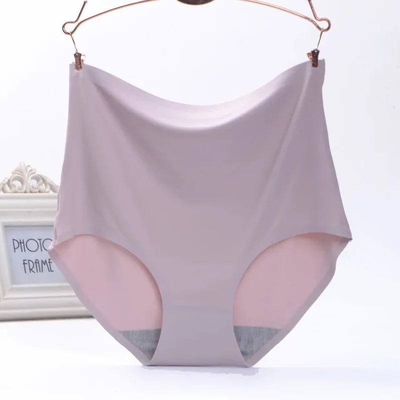 Women's underwear ice silk High waist Seamless Panties soft Lingerie Slimming Abdomen In Hip Lift plus size Breathable Briefs
