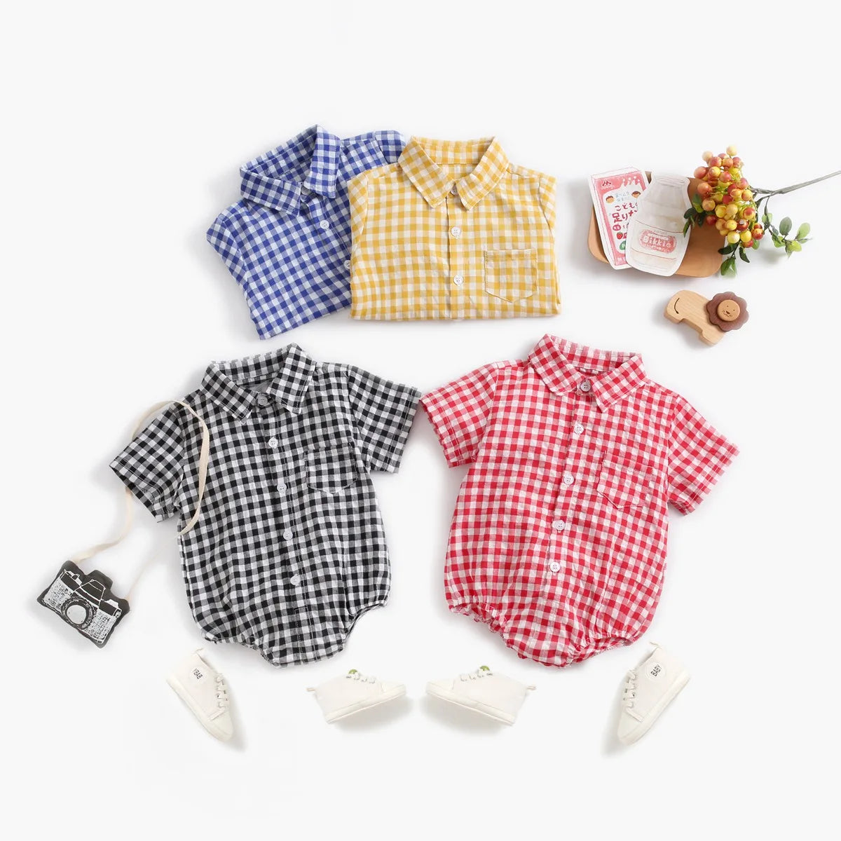 Sanlutoz Sommer Baby Jungen Bodys Baumwolle Baby Kleidung Plaid Mode Kurzarm Kleinkinder Kleidung Casual.
