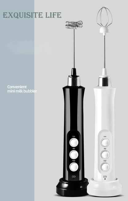 3 In 1 Portable Electric Milk Frother Foam Maker Handheld Rechargeable Foamer High Speeds Drink Mixer Coffee Frothing Wand.