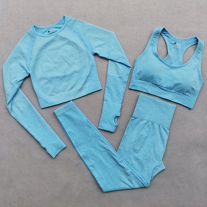 Women Seamless Yoga Set Fitness Clothing Sportswear Woman Gym Leggings Push up legging Cropped Shirts Sports Suits