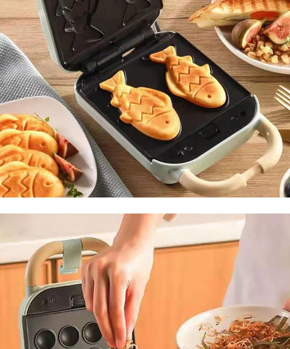 2025 New Sandwichera 3 en 1 Tostadora eléctrica Waffle Maker Desayuno Pancake Donut Egg Waffle Fish Cake Horno eléctrico.