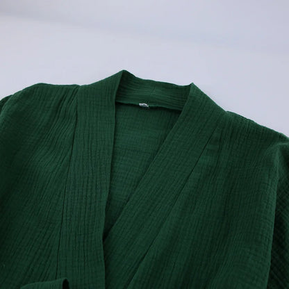 NHKDSASA Kimono Pajamas 2023 New 100% Cotton Crepe Long-Sleeved Trousers Ladies Sleepwear Suit Women's Home Service Mujer