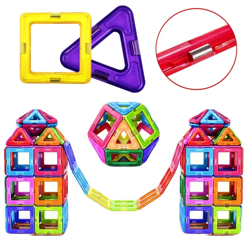 30-168PCS Medium Size Magnetic Building Blocks Magnet Designer Construction Set Montessori Educational Toys For Kids Gifts.