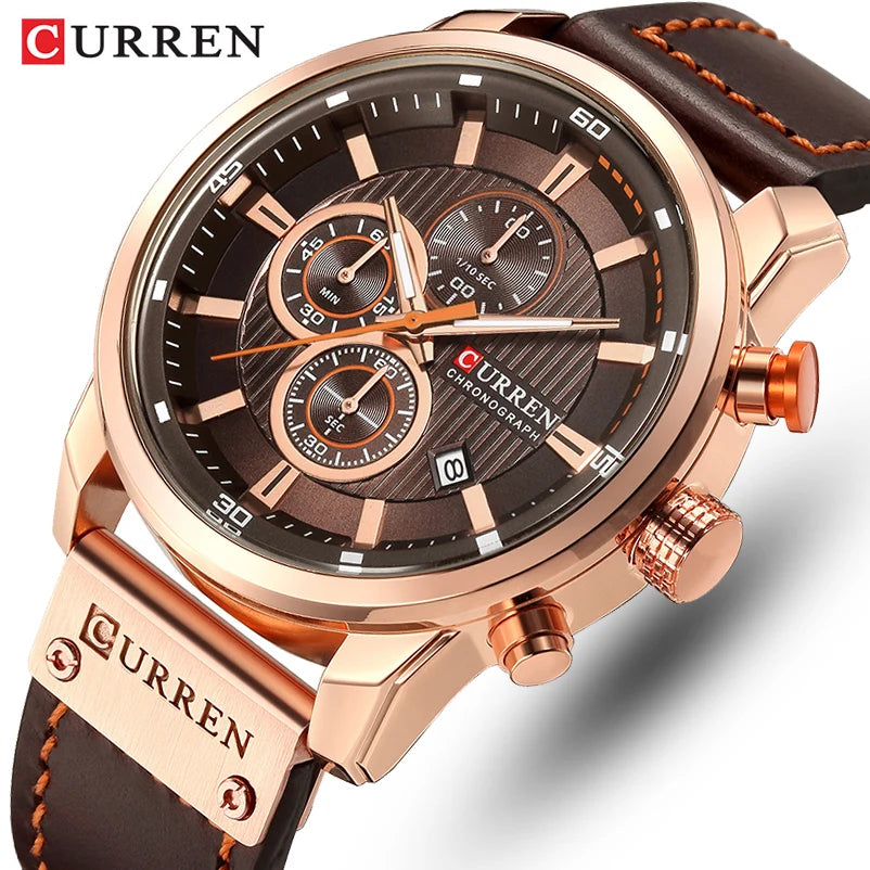 CURREN Brand Watch Men Leather Sports Watches Men's Army Military Quartz Wristwatch Chronograph Male Clock Relogio Masculino.