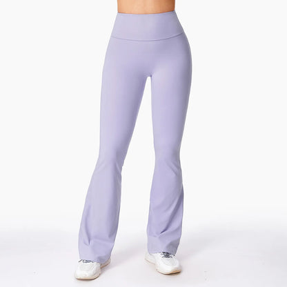 New Arrival Lulu Micro Stretch Wide Leg High Waist Yoga & Fitness Pants Naked Sports Wear Solid Pattern for Running Exercise.