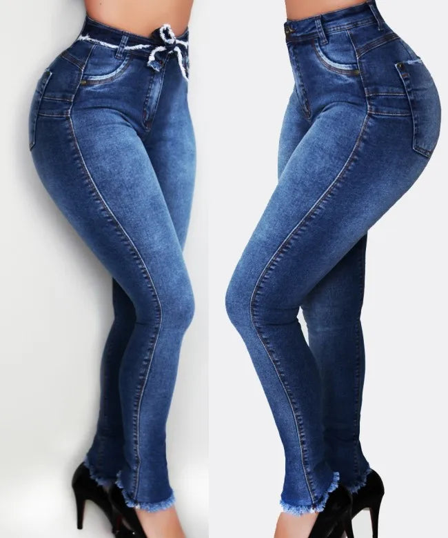 New Arrival Women's High Waist Jeans Fashion Slim High Elastic Jeans Skinny Denim Pencil Pants butt shaping jeans S-2XL.
