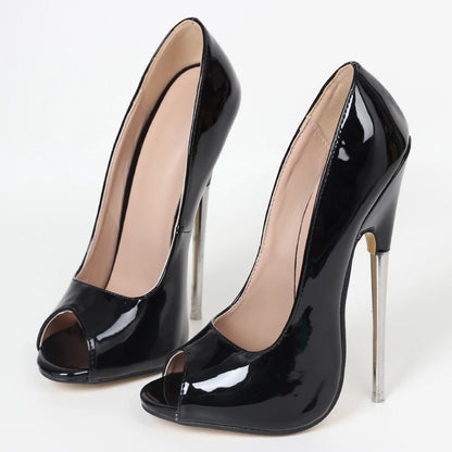 JIALUOWEI 7 Inch High Heel Peep Toe Stiletto Pumps Sizes 36-46.