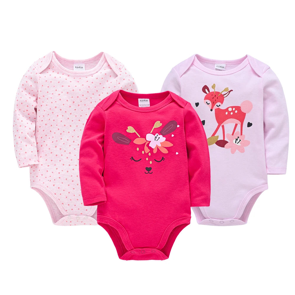 6 Stück 3 Stück Kavkas Baby-Body für Jungen und Mädchen, langärmelig, 100 % Baumwolle, Babykleidung, 0–12 Monate, Neugeborenen-Körper, Bebe-Overall-Kleidung.