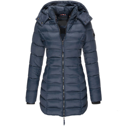 Winter Jacken für Frauen Zipper Mit Kapuze Baumwolle Gepolsterte Jacken Langarm Warme Mantel Schlank Parka Weibliche Tragbare Outwear.
