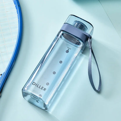 Fashion Square Frosted Plastic Water Bottle Portable Leakproof Transparent Gym Bottle Outdoor Sport Direct Drinking Cup BPA Free