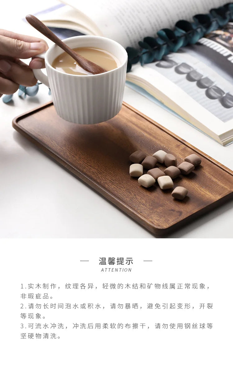 Rectangle Wooden Tea Tray Serving Table Plate Snacks Food Storage Dish for Hotel Home.